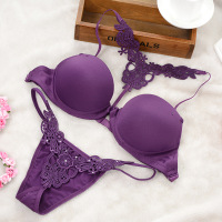 日系性感内衣前扣挂脖美背文胸y型肩带少女文胸t裤套装小胸款