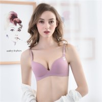 一片式无痕内衣女小胸聚拢无钢圈调整型小雏菊光面文胸收副乳上托