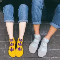枫叶男士袜子纯棉防臭吸汗短袜女ins潮运动袜篮球中筒袜夏季薄款