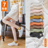 短袜浅口船袜女纯棉不掉跟夏天薄款全棉春夏季ins潮中筒袜