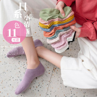 彩色浅口短袜莫兰迪纯棉ins潮短款夏天薄款春夏季纯色船袜