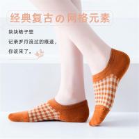矮纯棉船袜浅口隐形袜不掉跟低帮格子夏天薄款短袜短筒短腰