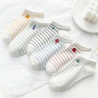 条纹夏天薄款低帮短筒袜浅口夏季纯棉韩国可爱防臭全棉白色