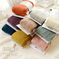 春秋冬日系针织麻花连裤袜棉质加厚显瘦竖条纹灰色踩脚女打底袜裤