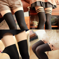 日系丝袜拼接假高筒袜过膝半截假大腿连裤袜打底袜拼色防勾丝春夏