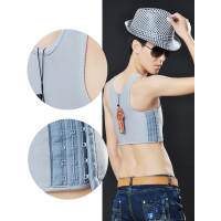 高舒适透气排汗三排挂钩半身短款无绷带款tt束胸衣les束胸t