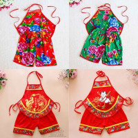 婴儿童肚兜中大童护肚夏季薄款棉绸男女宝宝套装民族风0-1-2岁