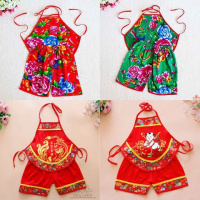 婴儿童肚兜中大童护肚夏季薄款棉绸男女宝宝套装民族风0-1-2岁