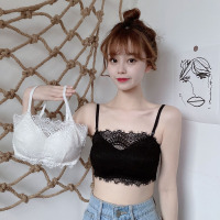 白色吊带胸罩内衣女夏装蕾丝抹胸美背无钢圈聚拢防走光少女裹胸