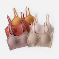 无痕抹胸一片式内衣防走光无钢圈薄款背心式聚拢运动文胸
