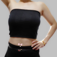 莫代尔长款白色平口聚拢抹胸防滑不掉横胸无肩带裹胸上衣露肩大码