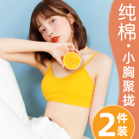 内衣女无钢圈美背文胸罩小胸聚拢学生高中少女吊带一体抹胸夏薄款