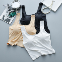 夏季冰丝美背吊带抹胸防走光带胸垫裹胸女士打底背心短款运动内衣