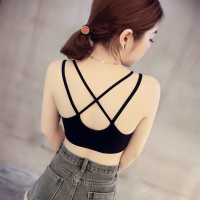 欧洲站夏裹胸抹胸吊带背心短款无钢圈文胸运动瑜珈内衣打底带胸垫