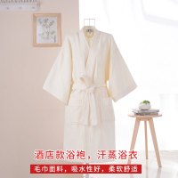 纯棉浴袍日式和服毛巾料加肥加大七分袖薄浴衣男女全棉吸水汗蒸服