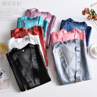 浴袍女薄款日式睡袍和风仙鹤性感大码浴衣夏秋季新娘晨袍结婚伴娘