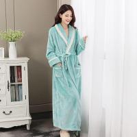 冬天情侣睡袍女加厚加长浴袍睡衣大码男保暖款秋冬季珊瑚绒法兰绒