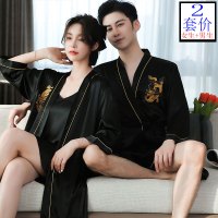 结婚睡衣夏季情侣一对新郎新娘睡袍冰丝女薄款婚庆红色家居服套装