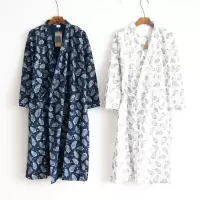 情侣纱布和服浴袍睡裙女士男款款夏秋季全棉日式长袖睡袍汗蒸纯棉
