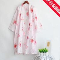 情侣夏季棉双层纱布睡裙开衫日式浴衣和风女睡袍男浴袍大码碎花勋