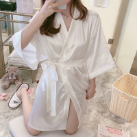 睡袍女夏季冰丝睡衣夏天薄款网红性感可爱简约日系和服家居服浴袍