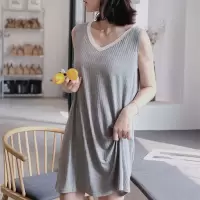 纯色莫代尔纯棉无袖睡裙女夏宽松甜美背心裙中长款睡衣夏季薄款