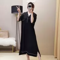 莫代尔睡裙女夏长款2020年新款薄款性感睡衣孕妇大码家居服带胸垫