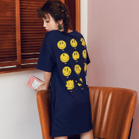 中性男女款闺蜜情侣装宽松短袖t恤上衣加大码睡裙纯棉质睡衣夏天