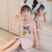 亲子母女睡裙夏季纯棉长薄款无袖可爱卡通米奇睡衣女童春秋家居服