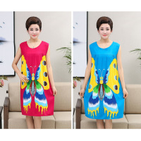 桑绵绸中老年睡衣女棉民族加肥加大府绵绸中年妈妈睡裙东方绸