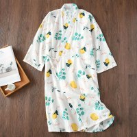 全棉纱布和服女士浴袍睡裙春夏季日式九分袖睡袍可爱汗蒸纯棉睡衣