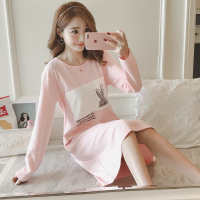 睡裙女春秋季纯棉可爱睡衣夏天韩版宽松大码孕妇中长款长袖家居服