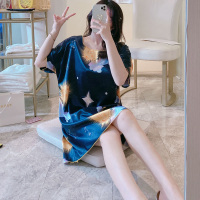 清新睡裙女夏季冰丝短袖薄款甜美日系软萌可爱家居服睡衣丝绸宽松