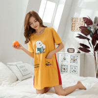 睡衣女夏短袖纯棉学生可爱宽松薄款公主风睡裙夏季连体卡通家居服