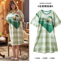 200斤超大号特加大码4xl肥胖人睡群女士%100纯棉睡衣连衣裙春夏季