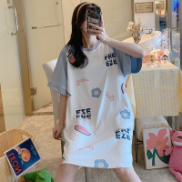 睡裙女夏季睡衣短袖纯棉可爱西瓜全棉韩版宽松大码薄款夏天家居服