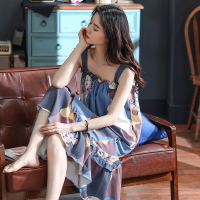 睡裙女夏季纯棉薄款性感睡衣吊带连衣裙卡通可爱带胸垫夏天家居服