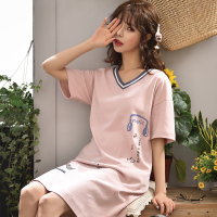 睡裙女夏2020年新款纯棉薄款短袖裙性感睡衣夏天大码家居服春秋季