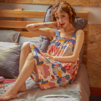 睡裙女夏季薄款无袖纯棉卡通短裙韩版公主风吊带睡衣春秋冬家居服