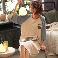 睡裙女夏短袖纯棉长款过膝可爱睡衣女夏季薄款睡裙女性感春秋全棉