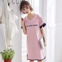 睡裙女夏季纯棉韩版短袖宽松可外穿莫代尔睡衣女家居服甜美可爱春