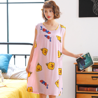 夏季韩版大码棉绸睡裙女士加大码无袖长裙人造棉稠宽松孕妇家居服