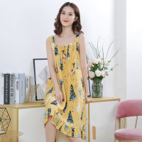 吊带棉绸睡裙女夏无袖绵绸睡衣人造棉连衣裙孕妇短袖薄款胖mm学生