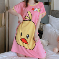 睡裙女夏季韩版卡通可爱180斤胖mm短袖睡衣加大薄款家居服连衣裙