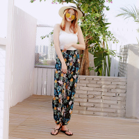 睡裤女长裤纯棉绸家居裤人造棉薄款灯笼裤可外穿大人防蚊裤宽松w