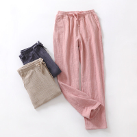 情侣睡裤女长裤男士家居裤纯棉春秋夏季棉麻宽松大码薄款可外穿