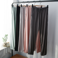 纯色简约日系莫代尔收口长裤女式睡裤春季夏天垂感薄款防蚊家居裤