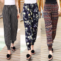 夏季棉绸睡裤女长裤纯棉薄款夏天单条外穿成人宽松单件防蚊家居裤