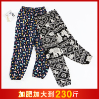 灯笼裤女夏季人造棉睡裤印花宽松长裤纯棉绸薄款裤子加大码家居裤