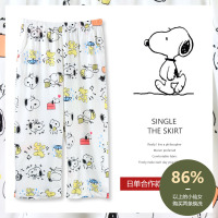 史努比空调单条睡裤女夏七分裤纯棉薄款宽松可爱全棉单件家居裤